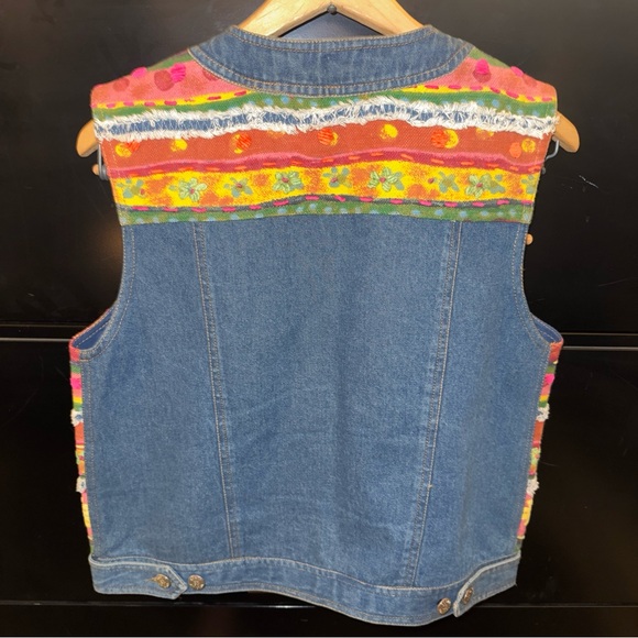 Vintage Susan Bristol Flower Power Denim Vest - Picture 2 of 3